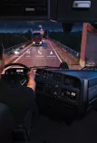 Lastebilhytte med sjåfør og Roadpad infotainment-system