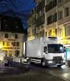 Renault Trucks D refrigerated transport delivering at night