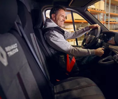 Driver ready for delivery tour in a Renault Trucks Master 4 Red EDITION 