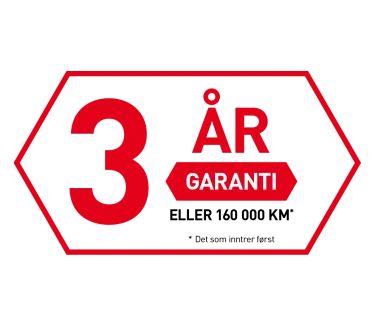 3 år garanti eller 160 000 km